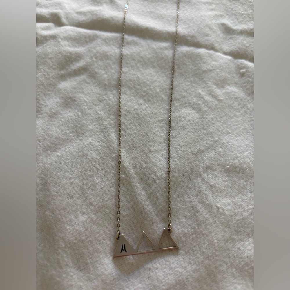 Sterling Silver Mountain Necklace with “M” Personalization
